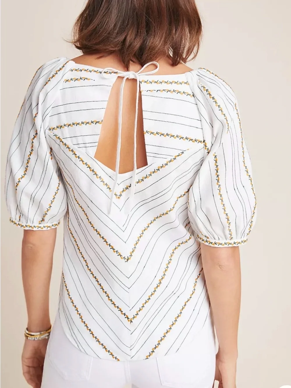 Anthropologie  Maeve 100% Cotton Fruta Puff Sleeve top